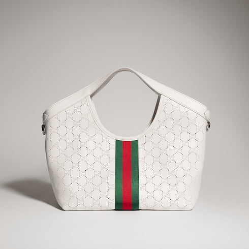 Gucci Giglio small tote bag - white GG leather