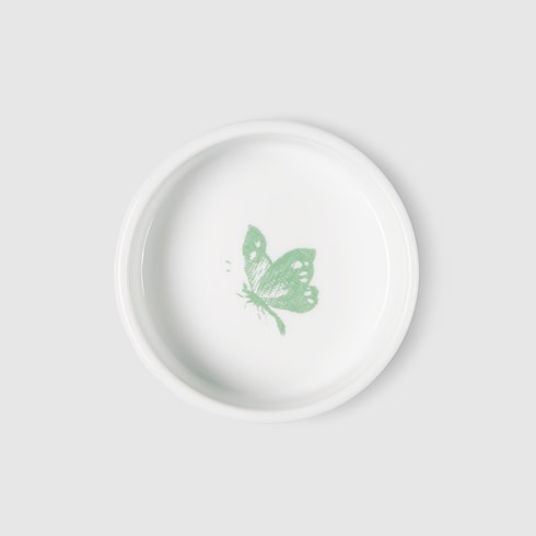 Herbarium print small trinket box - white and green porcelain