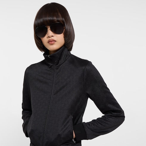 GG jersey jacquard zip jacket - black