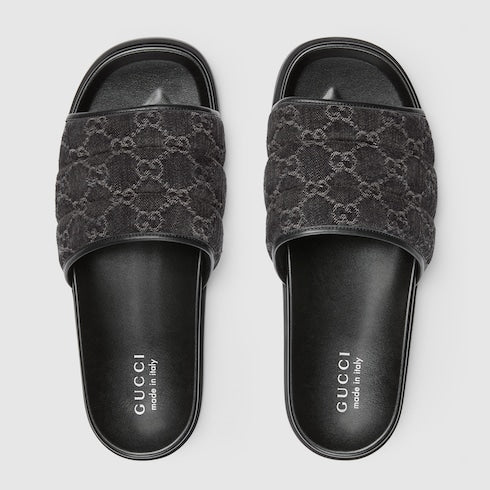Men's slide sandal - black GG denim