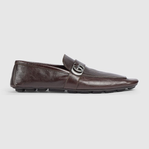 Men's driver with Double G - dark brown leather