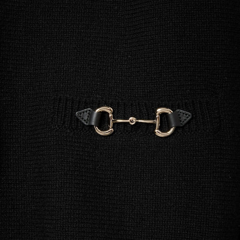 Wool cashmere cardigan with Horsebit - black