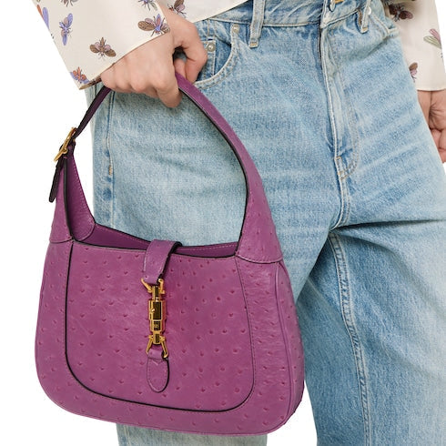 Gucci Jackie 1961 ostrich medium bag - purple