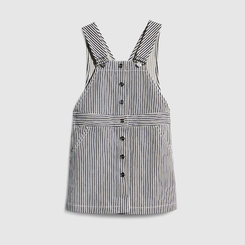 Children's striped denim dress - white and blue